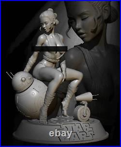 1/6 1/8 3D Print Model Kit Star Wars Beautiful Girl Rey & Droid Movie Unpainte