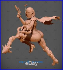 1/6 Star War Female Boba Fett Statue Resin Model Kits Unpainted 3D Printing