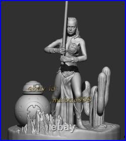 3D Pint Rey With Droid Garage Kit Figure Model Kit Unpainted Unassembled GK