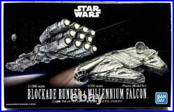 Bandai Star Wars 1/1000 BLOCKADE RUNNER & 1/350 MILLENNIUM FALCON Model Kit New