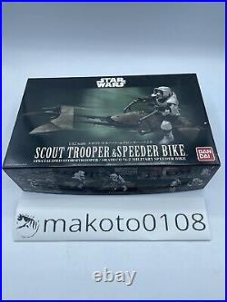 Bandai Star Wars Scout Trooper & Speeder Bike 1/12 Scale Model Kit From JAPAN JP