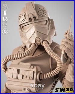 Elite TIE Fighter Pilot Star Wars 3D Printed Figure, Unpainted Imperial Pilot