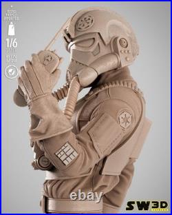 Elite TIE Fighter Pilot Star Wars 3D Printed Figure, Unpainted Imperial Pilot