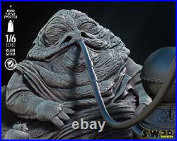 Leia and Jabba the Hutt Diorama 3D Printed Figure, Star Wars Scene, Unpainted