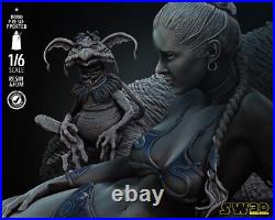 Leia and Jabba the Hutt Diorama 3D Printed Figure, Star Wars Scene, Unpainted