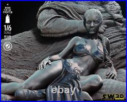 Leia and Jabba the Hutt Diorama 3D Printed Figure, Star Wars Scene, Unpainted