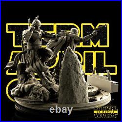 MANDALORIAN DIN DJARIN and BOBA FETT Statue Diorama Star Wars 3D Resin Model Kit