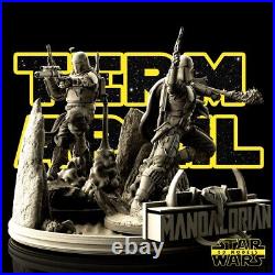 MANDALORIAN DIN DJARIN and BOBA FETT Statue Diorama Star Wars 3D Resin Model Kit