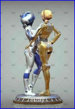 New Stock Star Wars C3PO & R2D2 Unpainted Figure Model GK Blank Kit 1/6th 33cm