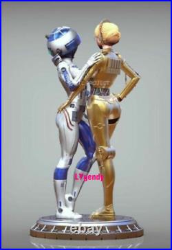 New Stock Star Wars C3PO & R2D2 Unpainted Figure Model GK Blank Kit 1/6th 33cm