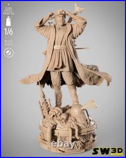 Old Ben Kenobi Star Wars 3D Printed Figure, Unpainted Jedi Master Model Kit