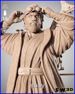 Old Ben Kenobi Star Wars 3D Printed Figure, Unpainted Jedi Master Model Kit