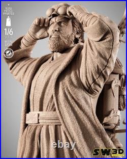 Old Ben Kenobi Star Wars 3D Printed Figure, Unpainted Jedi Master Model Kit