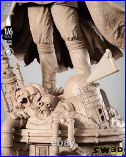 Old Ben Kenobi Star Wars 3D Printed Figure, Unpainted Jedi Master Model Kit