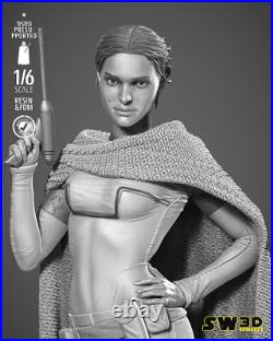 Padme Amidala 3D Printed Figure, Star Wars Queen Collectible Statue, Unpainted