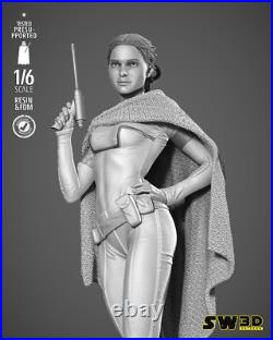 Padme Amidala 3D Printed Figure, Star Wars Queen Collectible Statue, Unpainted