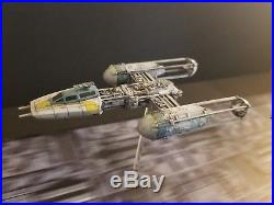 Pro built 1/144 X-wing, Y-wing and Tie fighter with custom base Death Star