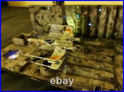 Pro built Bandai 1/144 Star Wars Death Star X-wing Attack Set with LED