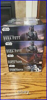 STAR WARS Lot of 4 Bandai Model Kits 1/12 Scale Vadar Boba Fett Storm Trooper
