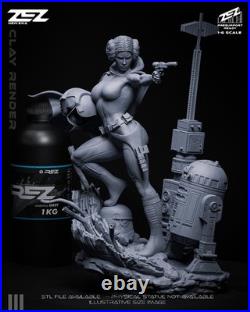 Star Wars Princess Leia 3D Printed Figure, Unpainted Galactic Senator Model Kit